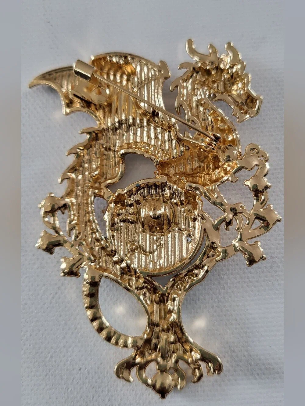 Stunning Blue Crystal Dragon Brooch - Women's Jewelry